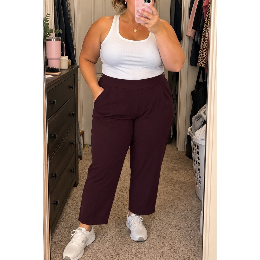 J.Jill Ponte Knit Slim Leg Ankle Pants 3X Plum Purple Pull On Stretch NWOT
